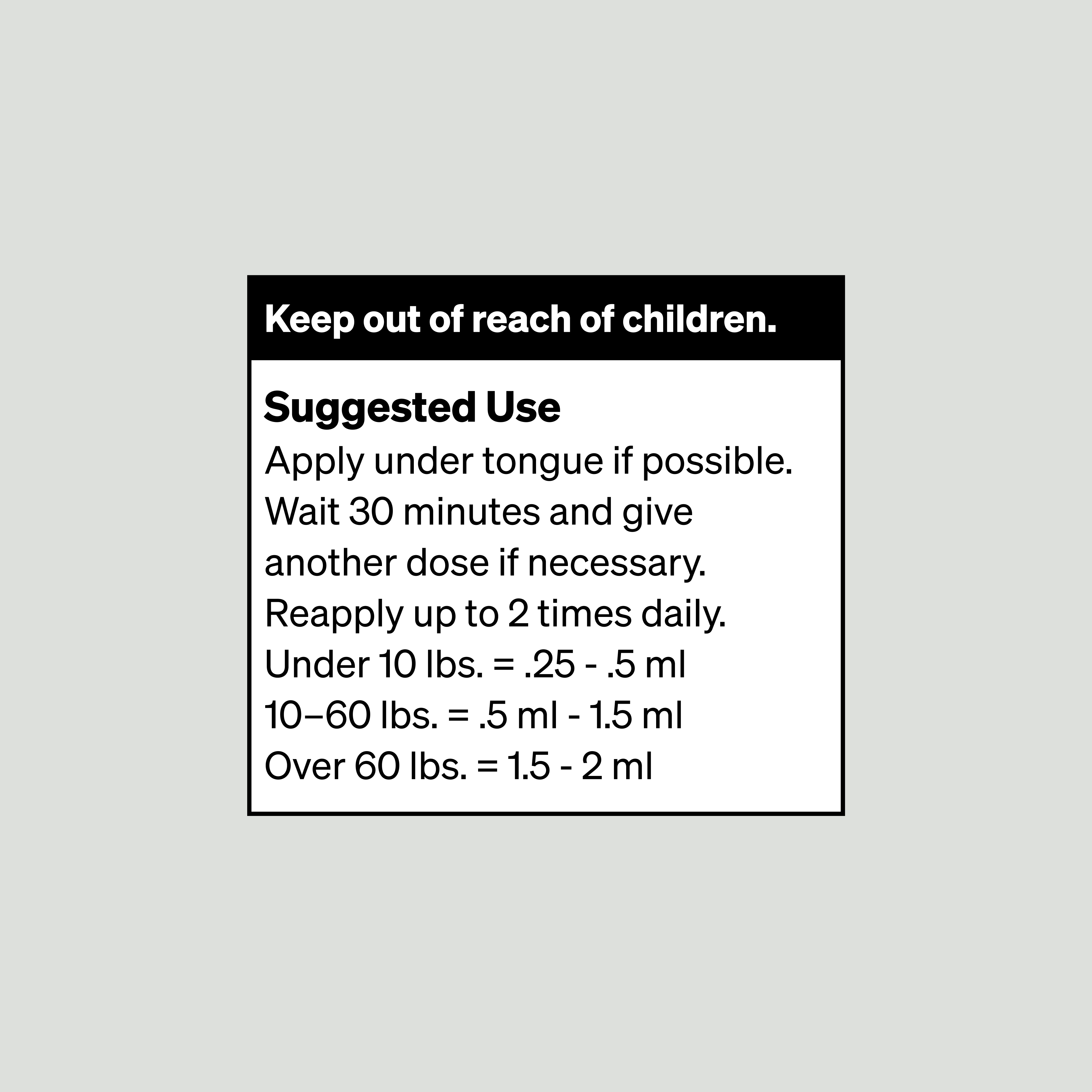 Suggested use panel with instructions.